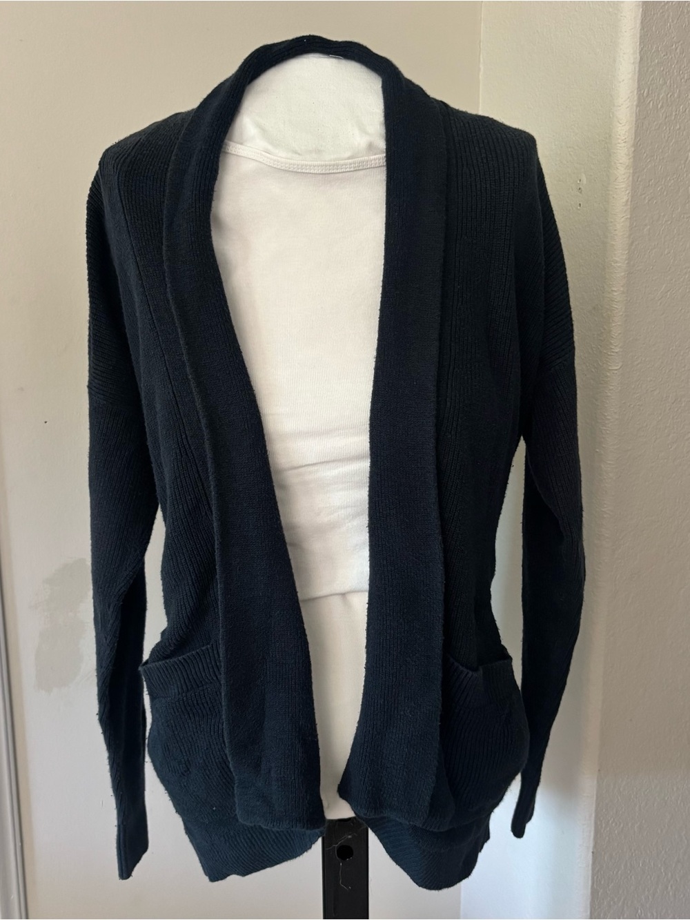 Abercrombie & Fitch Black Open-Front Knit Cardigan